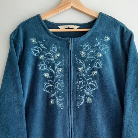PENMANS Floral Embroidery Full-Zip Fleece Jacket Sz 3X - Picture 2 of 9